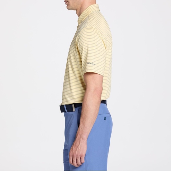 New Walter Hagen Men's Performance 11 Classic Stripe Polo yellow blue - Picture 3 of 9